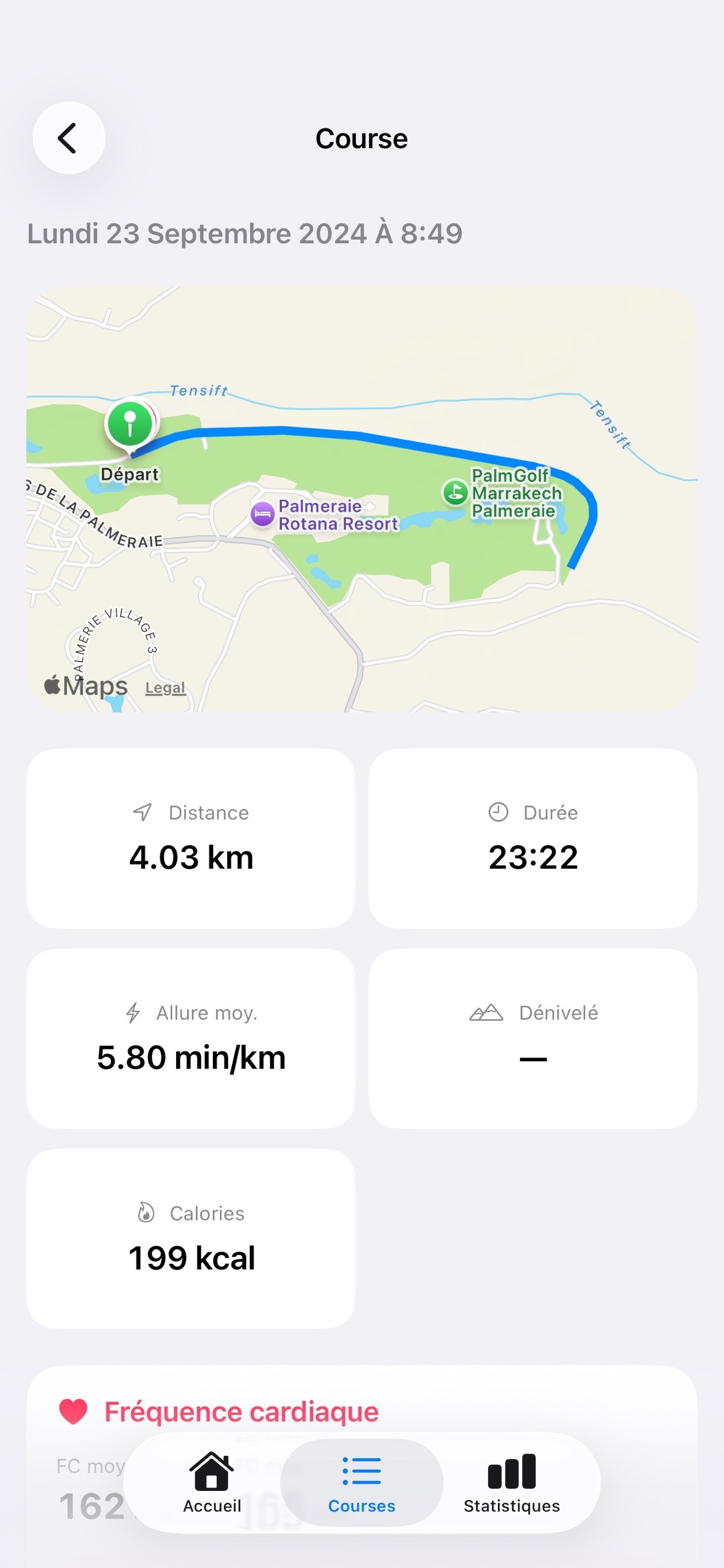 Détail d’une course dans Cursus